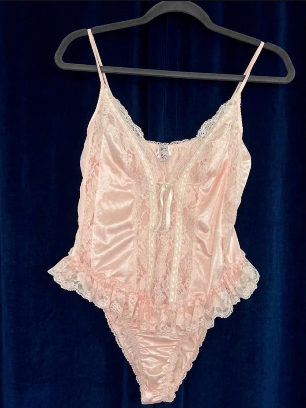 Y2K Chic Lingerie Co Pink Satin & Lace Bodysuit Tedy RN 50951 Size M
